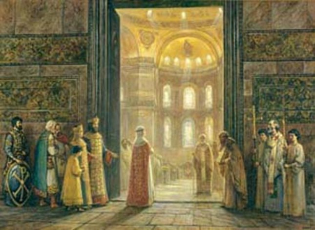 Intrarea Împărătesei Olga în Catedrala Sfânta Sofia din Constantinopol